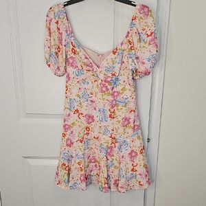 Floral Puff Sleeve Mini Dress